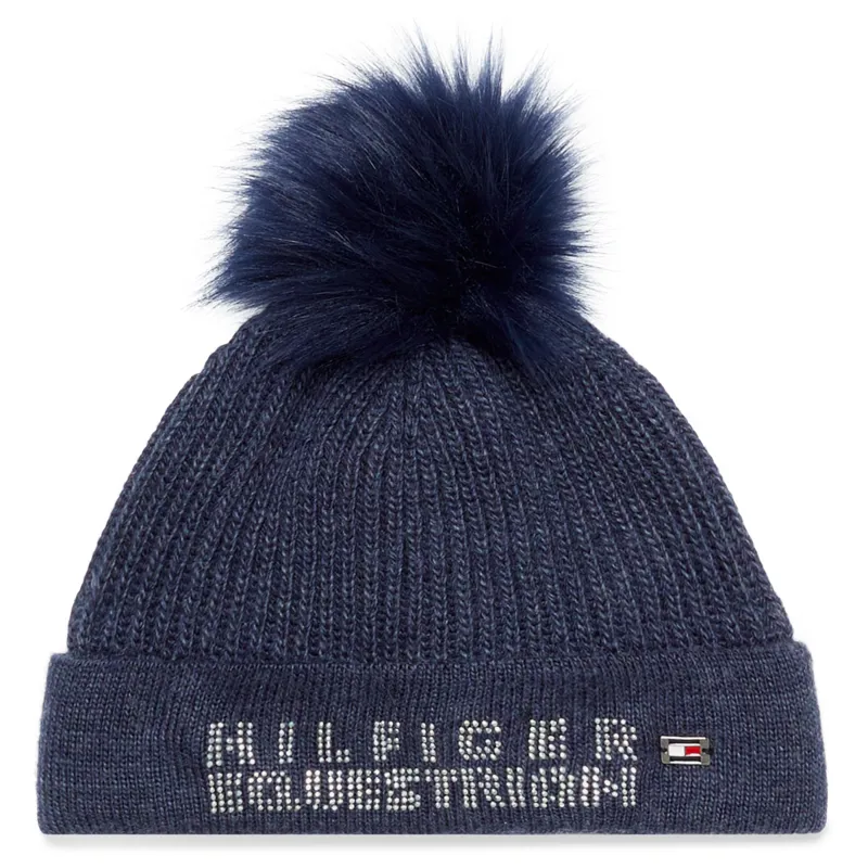 Tommy Hilfiger Women's Rib-Knit Pom Pom Beanie - Indigo Blue